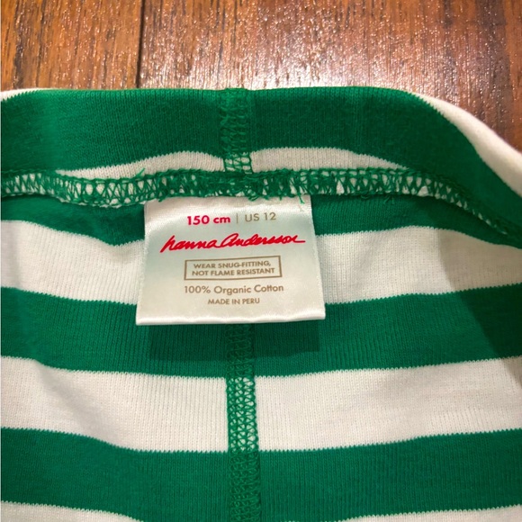Hanna Andersson Kids Short Pajama Set Christmas Winter Green Peppermint Stripes - Picture 8 of 11